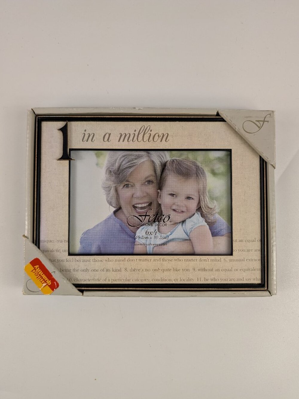 Fetco Home Decor 1 In A Million Wooden Picture Frame Holds 4x6" NEW in Box